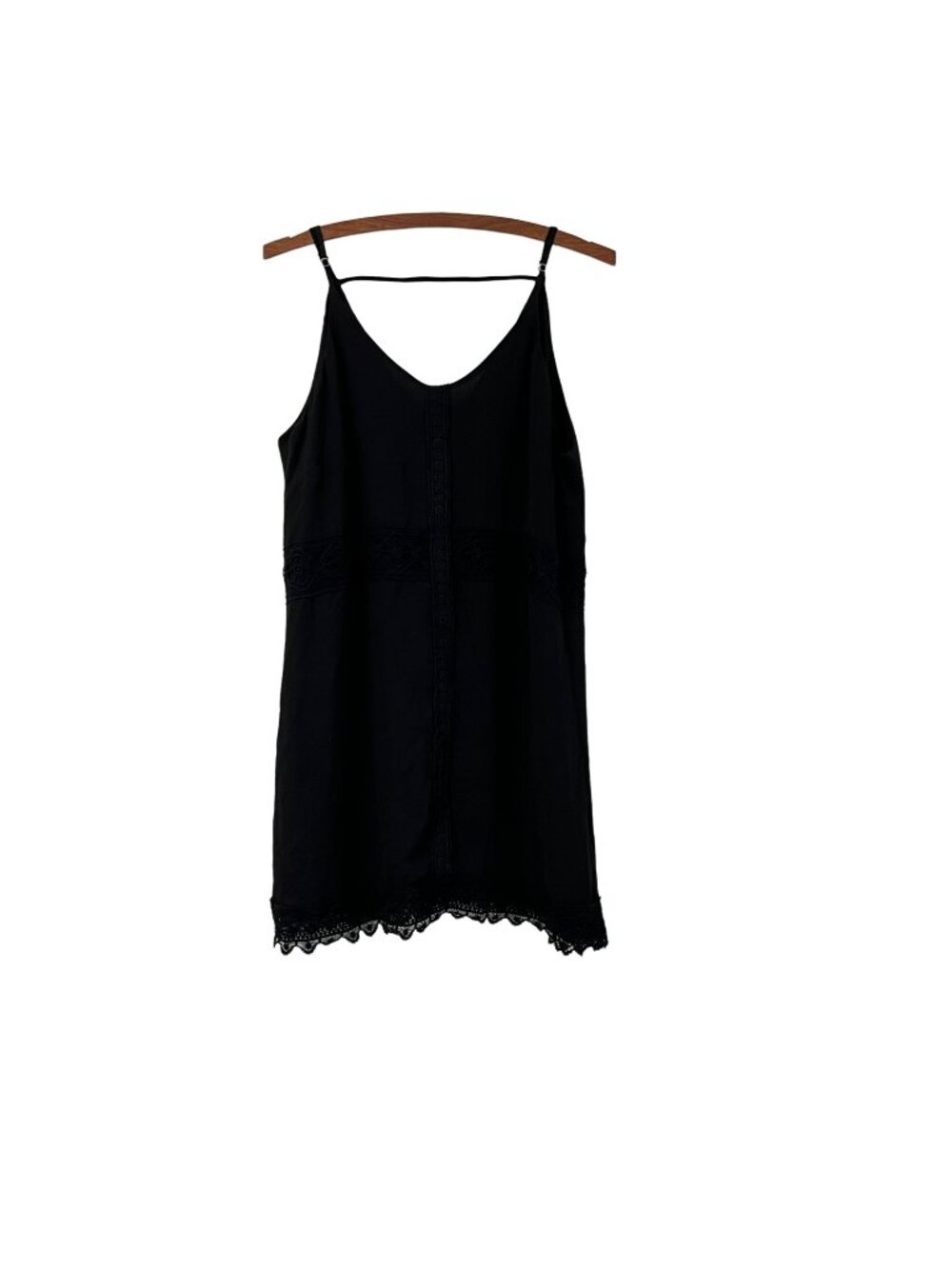 ASTR The Label Womens Black Crochet Trim Vneck Mini Dress Size Small